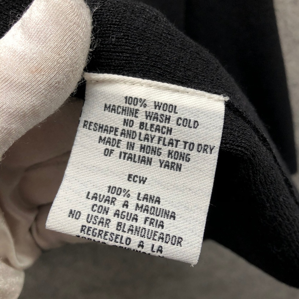 Vintage Eileen Fisher 100% Wool Italian Yarn Open Front Cardigan Jacket Black L - Picture 6 of 9